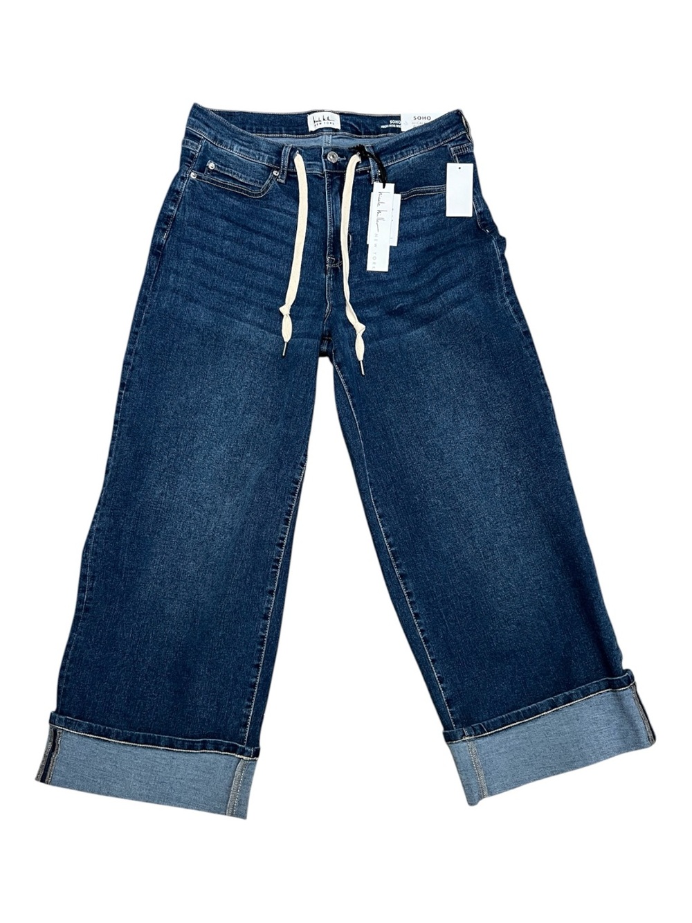 Nicole Miller Soho High Rise Wide Leg Cropped Cuffed Jeans Size 10